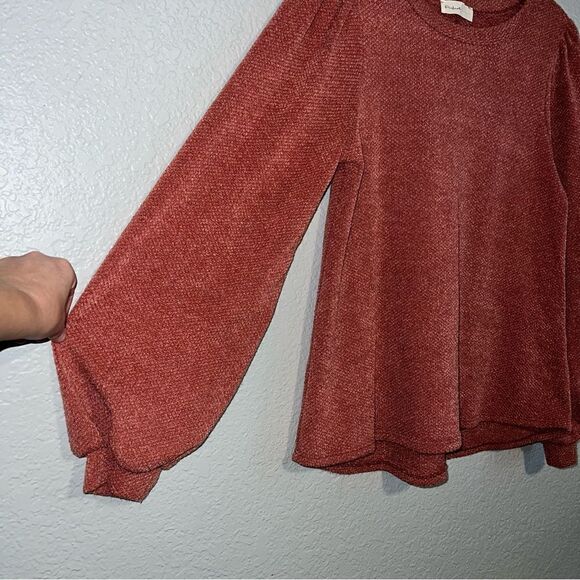 Perfect Peach Womens Crew Neck Balloon Sleeve Knitted Sweater Shirt Medium/Large - Picture 5 of 10
